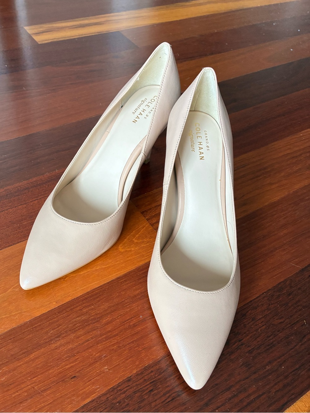 Never Been Worn! Cole Haan Nude Pointed-Toe Leather Pumps 3” Heel